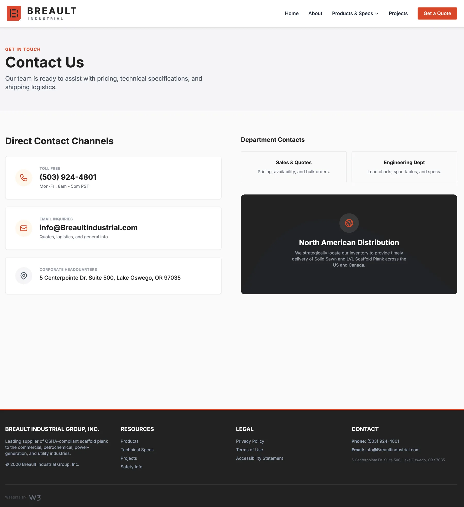 Breault Industrial Group Contact & Quote — after