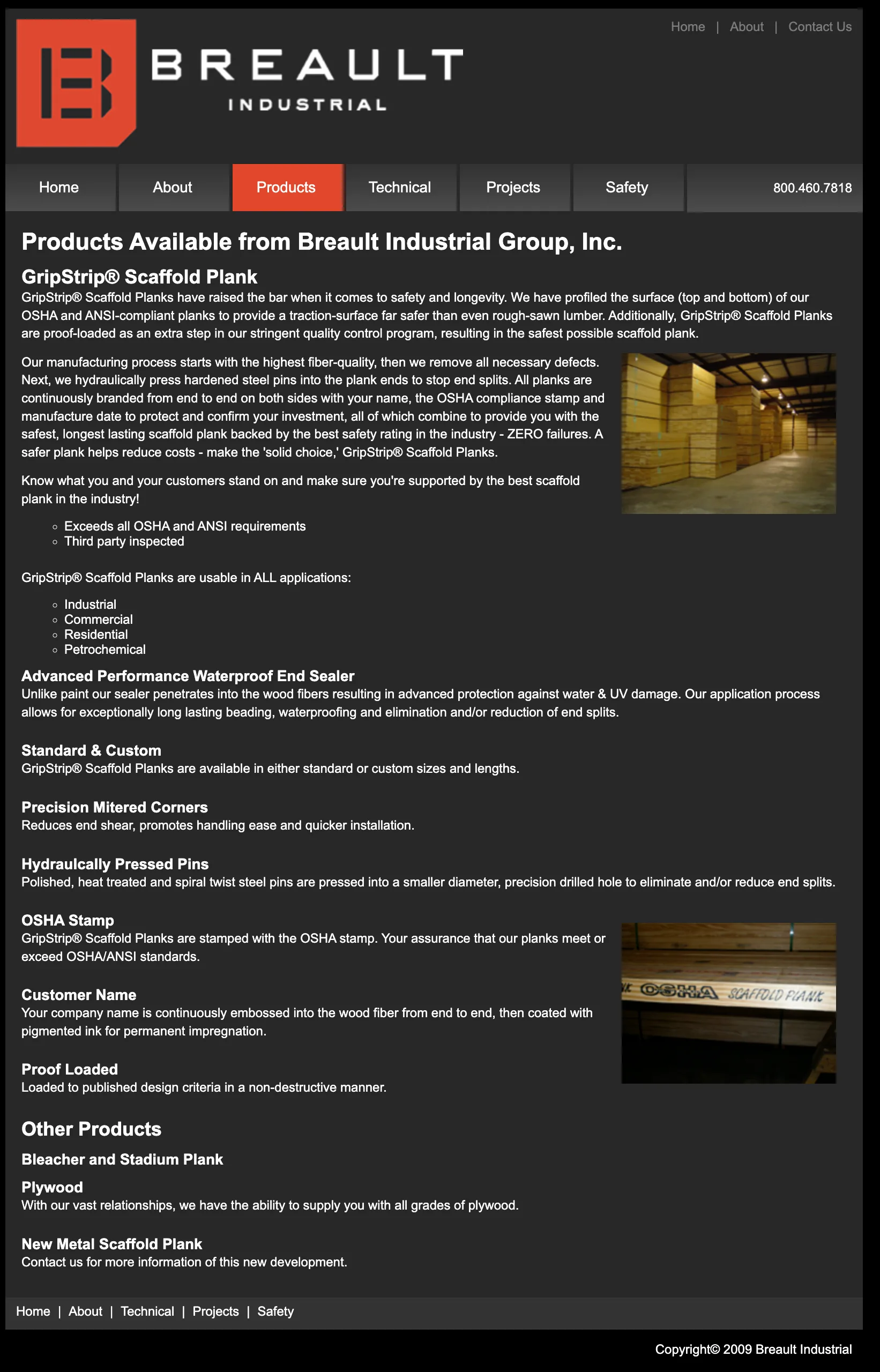Breault Industrial Group Products & Specs — before