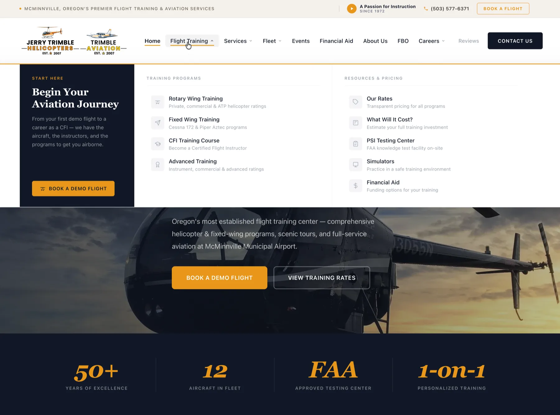 Jerry Trimble Helicopters Navigation / Mega Menu — after