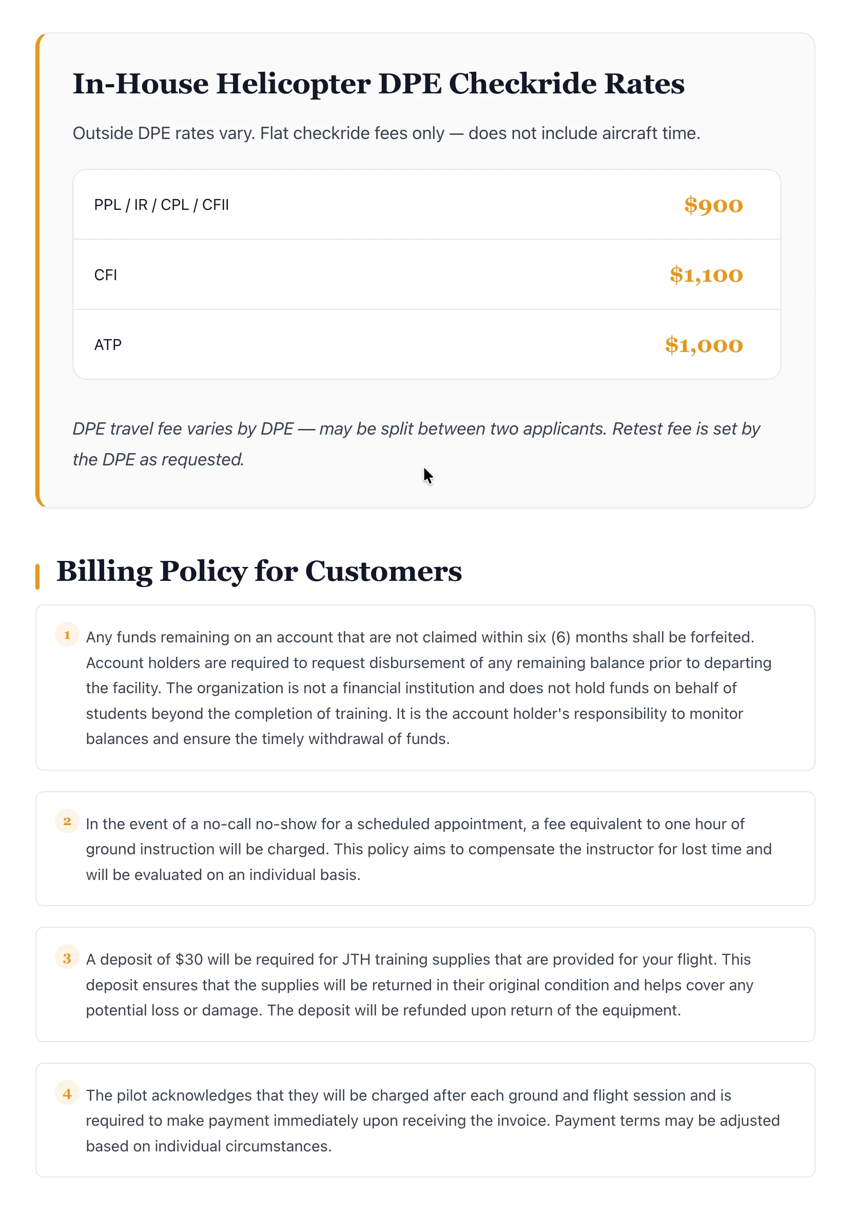 Jerry Trimble Helicopters Checkride Rates & Billing — after