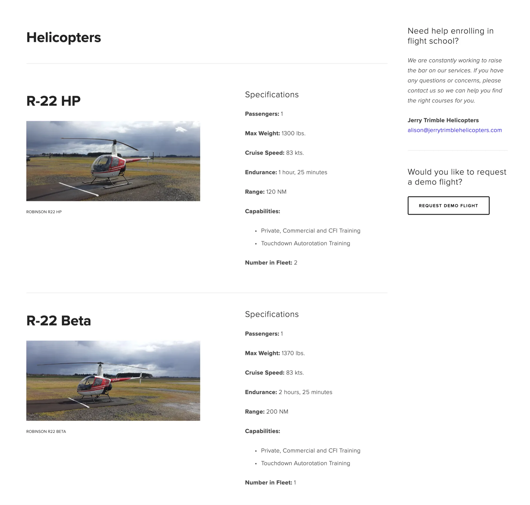 Jerry Trimble Helicopters Fleet — before