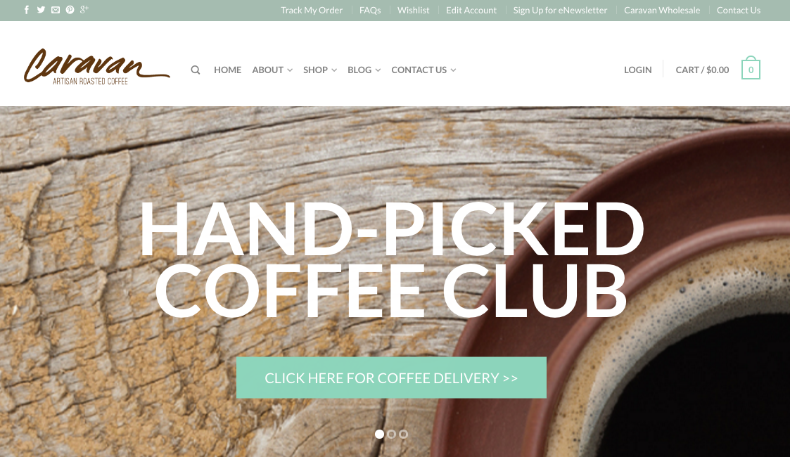 Web design and shopping cart for Newberg, OR based coffee roaster, based on WordPress