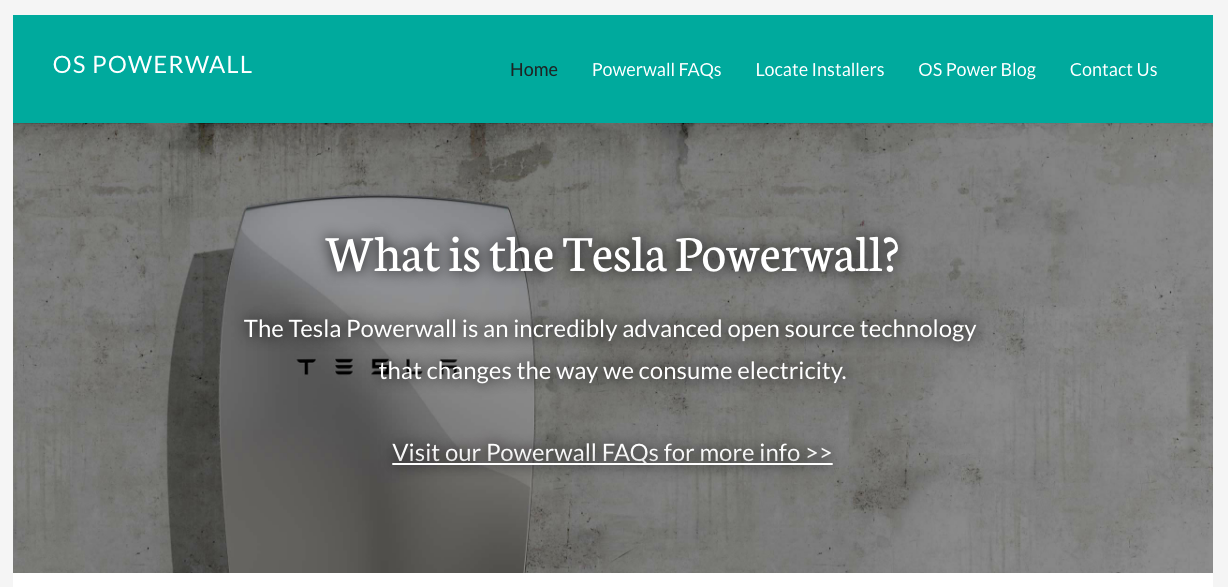 Web design for Tesla Powerwall Installers