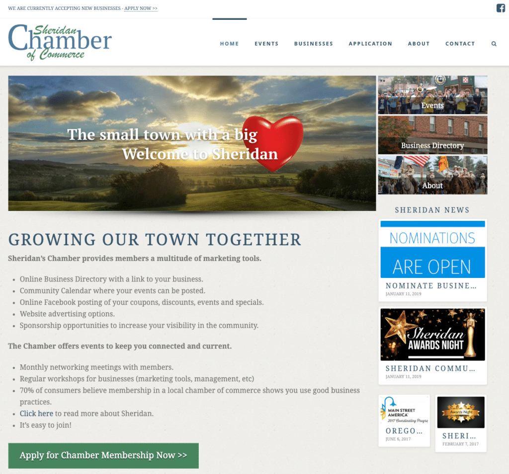 Website Jason Wydro Donated To Sheridan, Ore. Chamber of Commerce